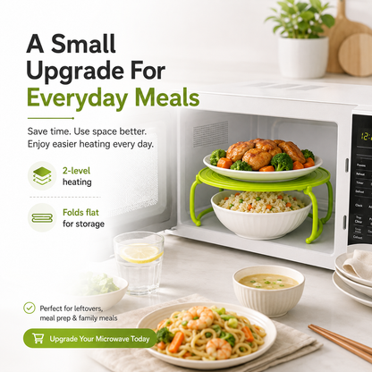 🍽️ Foldable Microwave Plate Stacker – 2-Level Heating Rack with Cool-Touch Handles for More Kitchen Space - image 5
