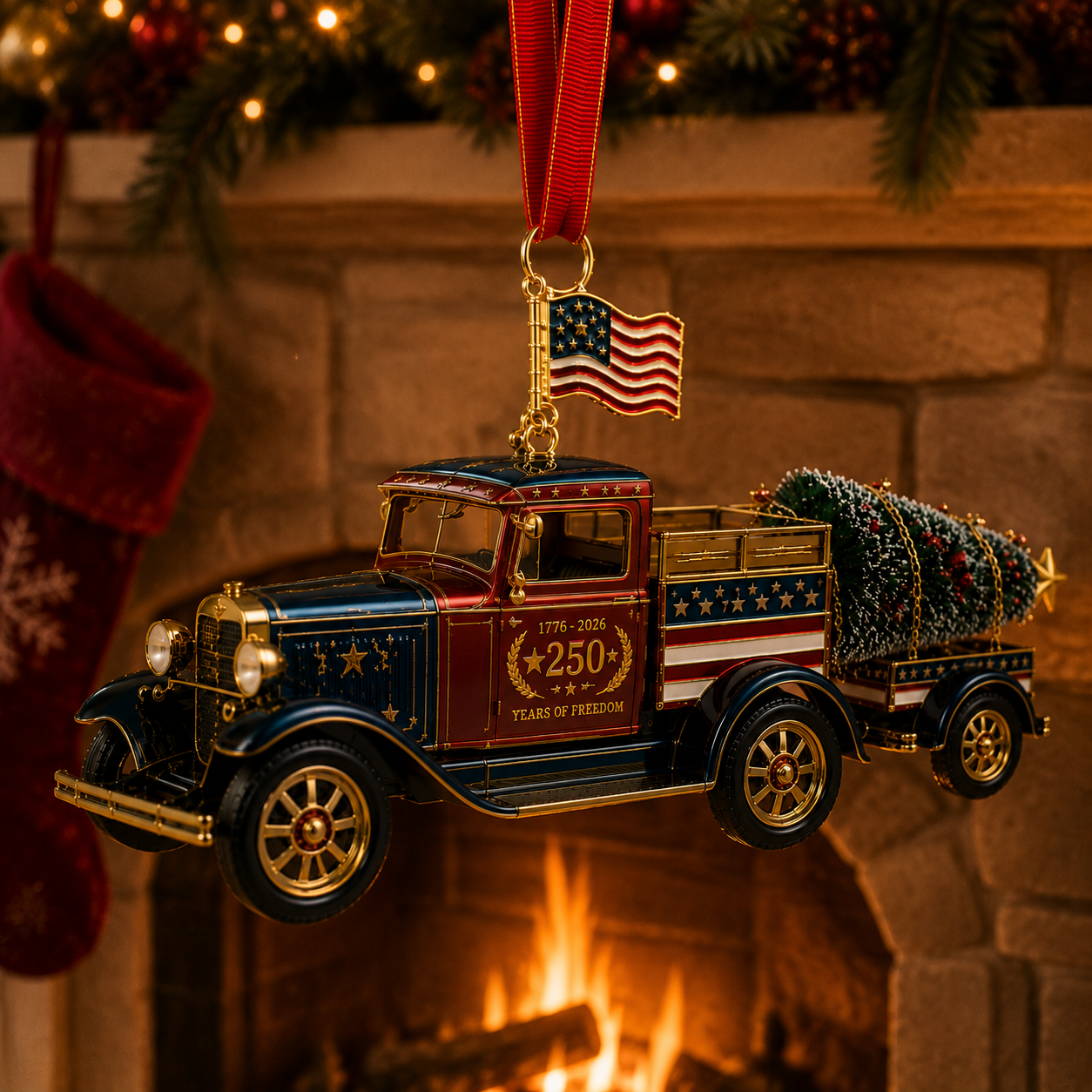 🔥Last 30pcs✨⏰ Limited anniversary edition✨49% OFF!🔥Patriotic Christmas Truck Ornament