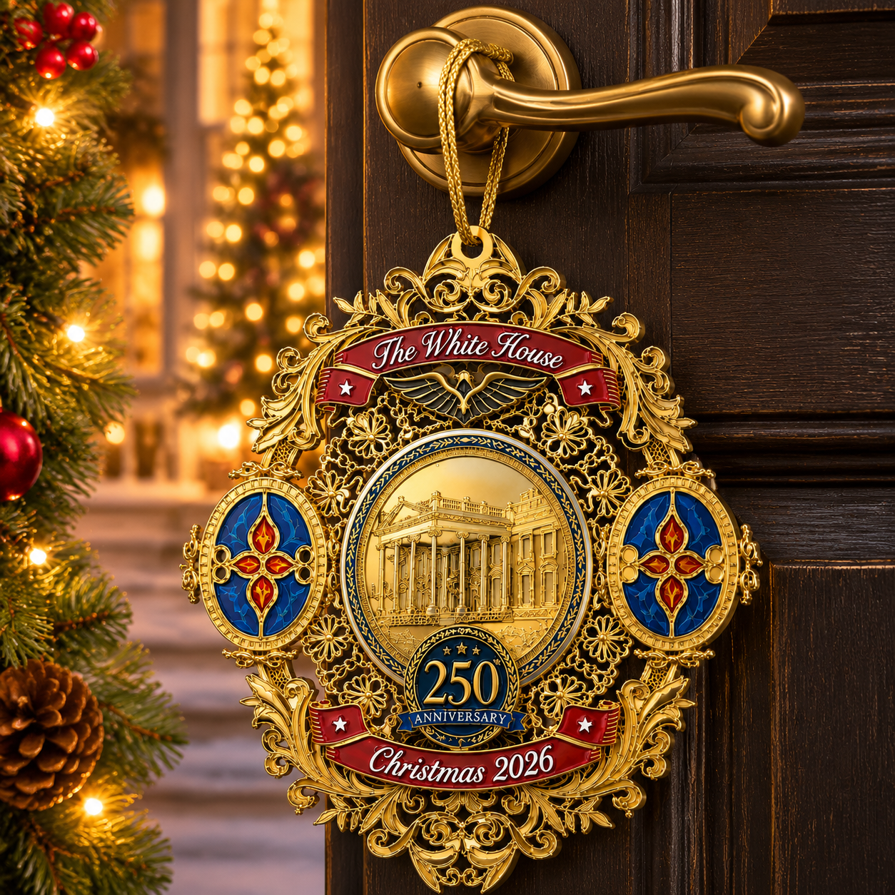 🔥Last 30pcs✨⏰ Limited anniversary edition✨49% OFF!🔥White House 250th Anniversary Christmas Commemorative Ornament