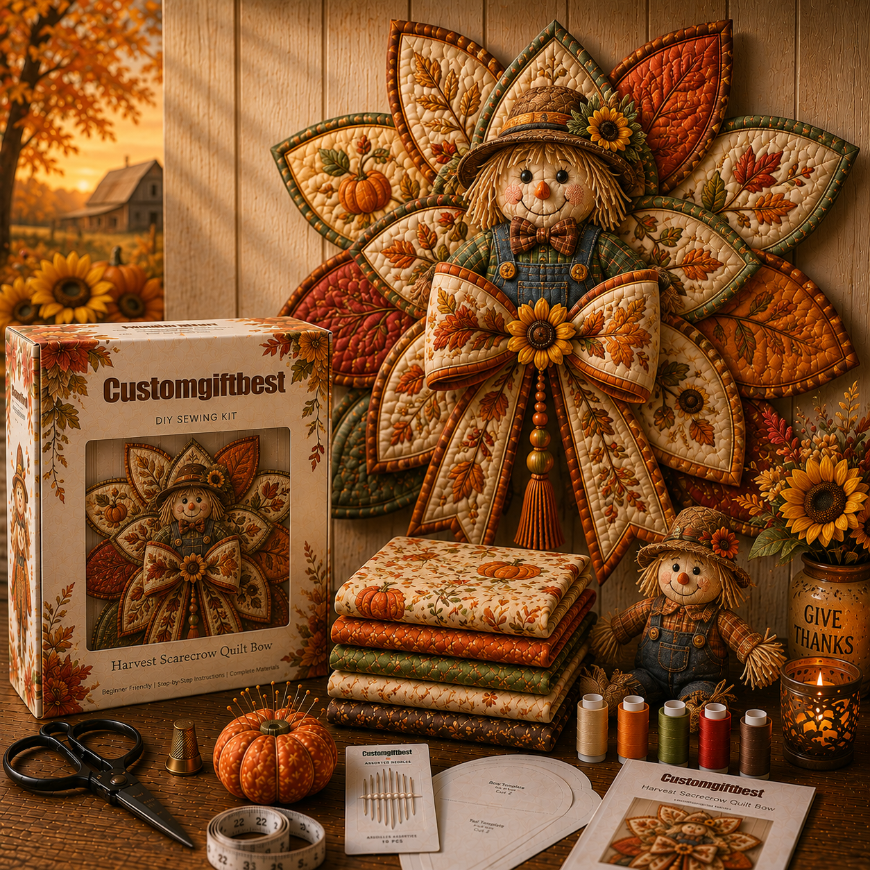 Thanksgiving Quilt Bow DIY Sewing Kit