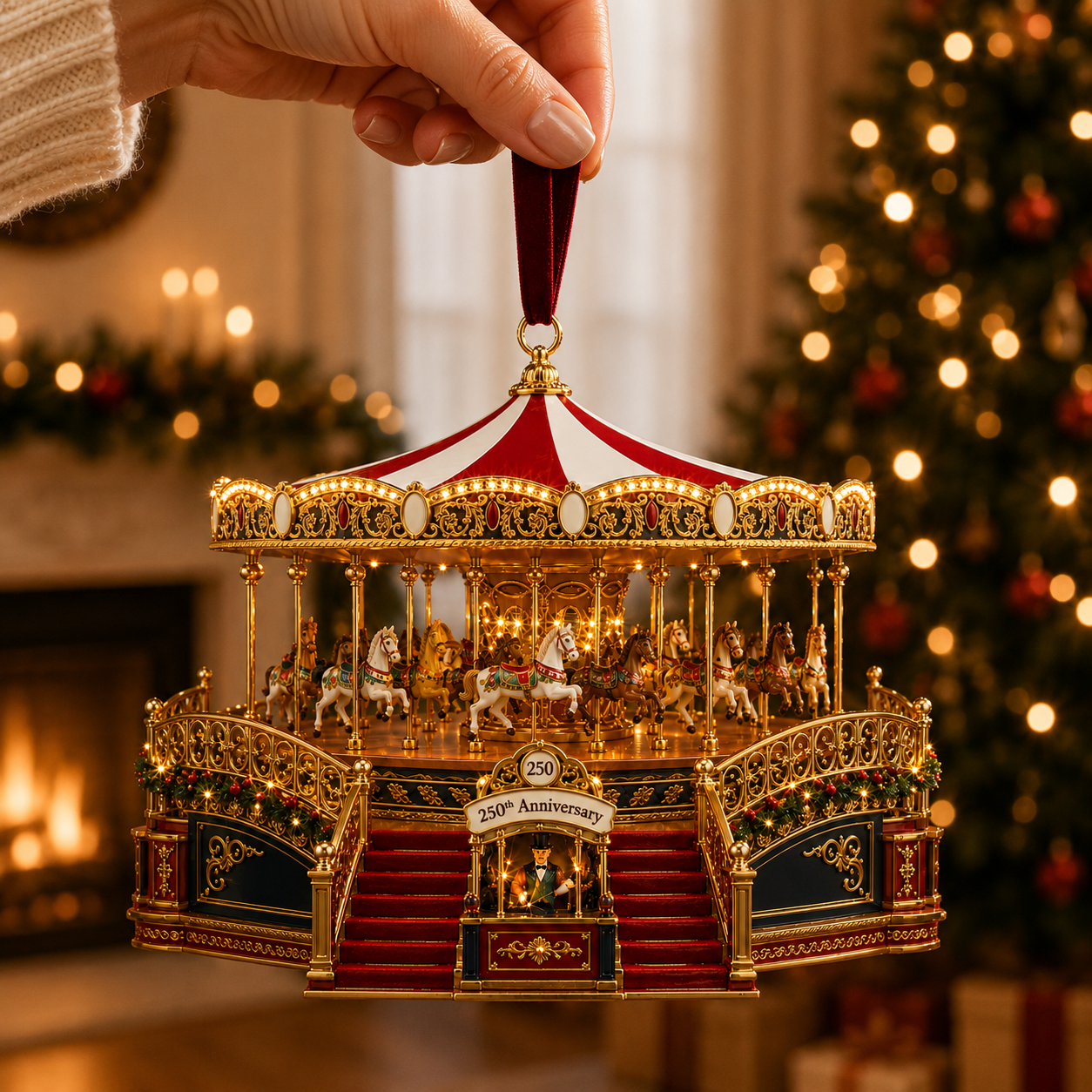 ✨Animated World's Fair Boardwalk Carousel Christmas Tree Ornament
