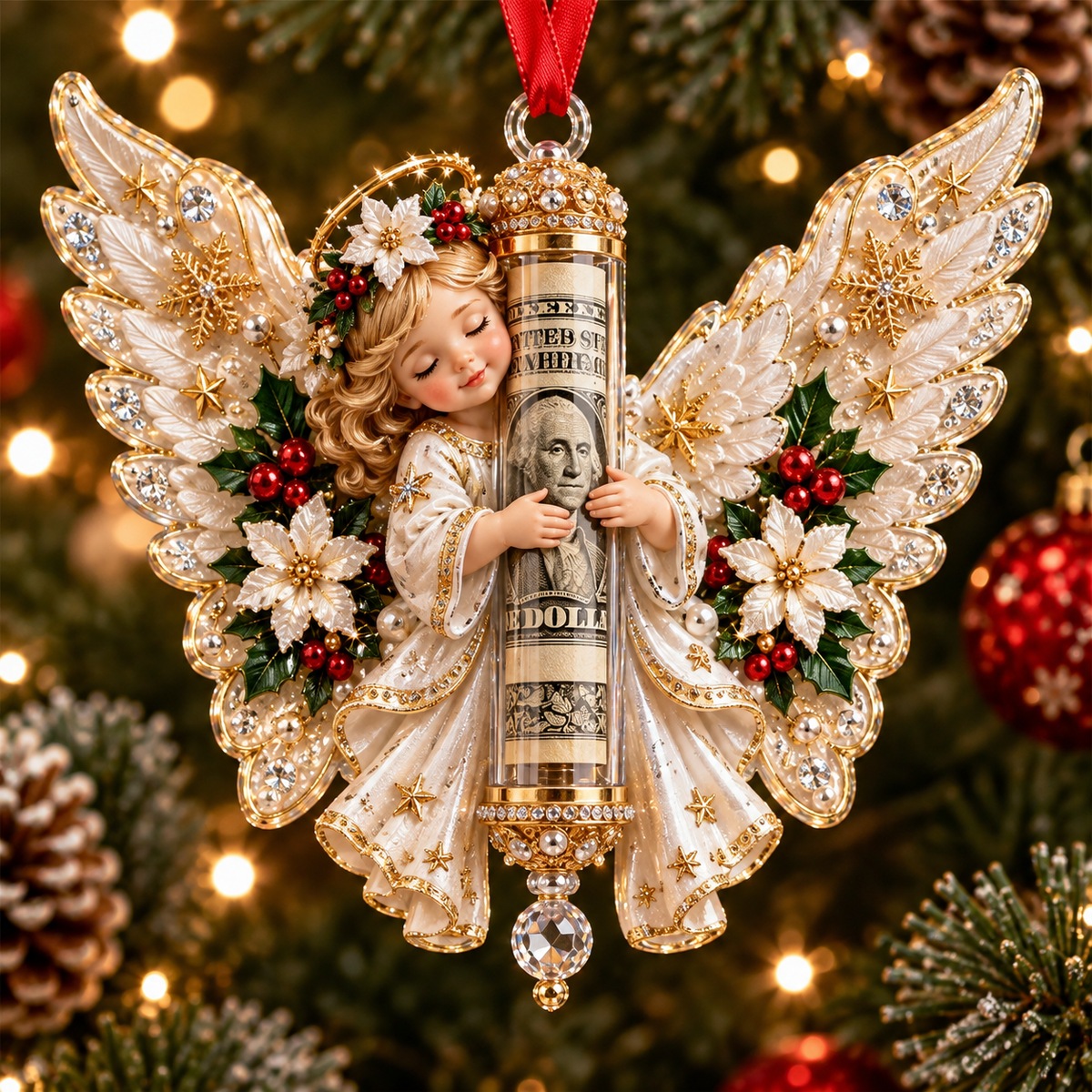 🎄 Christmas Angel Cash Holder Ornament - image 1