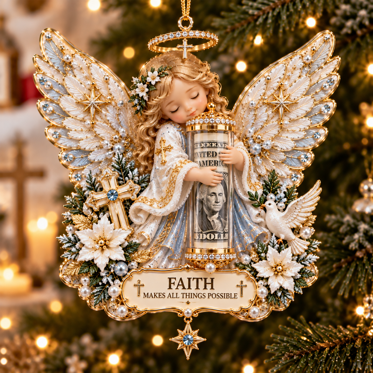 🎄 Christmas Angel Cash Holder Ornament - image 2