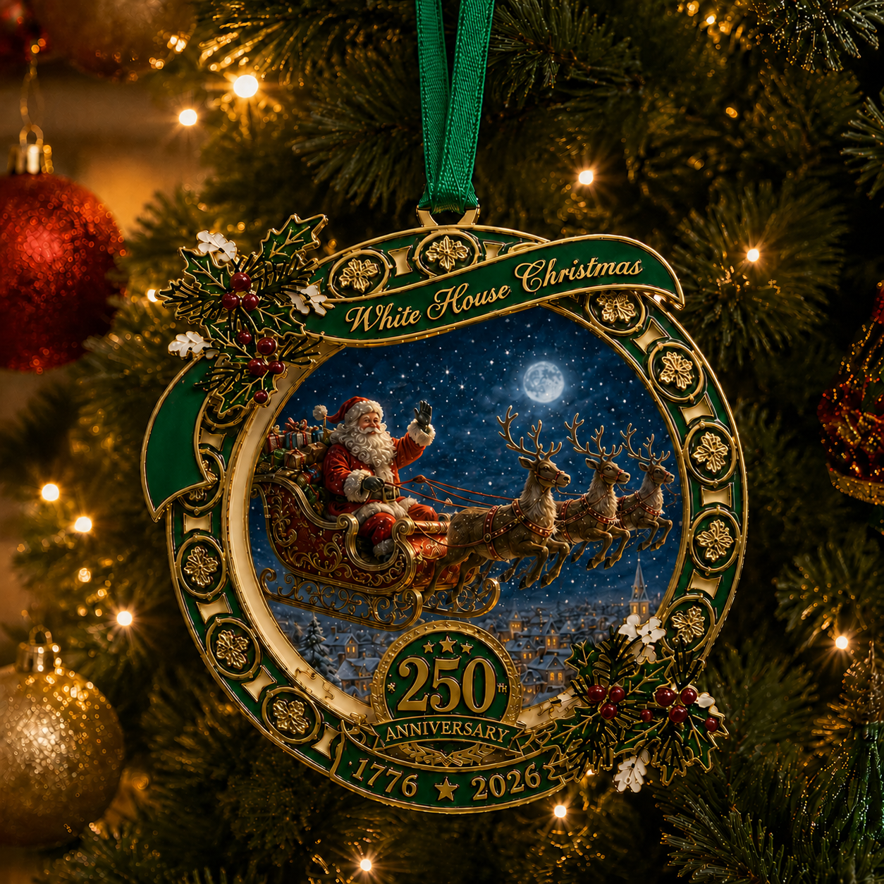 🔥Last 30pcs✨⏰ Limited anniversary edition✨49% OFF!🔥250th Anniversary Edition Santa's Sleigh Scene Ornament