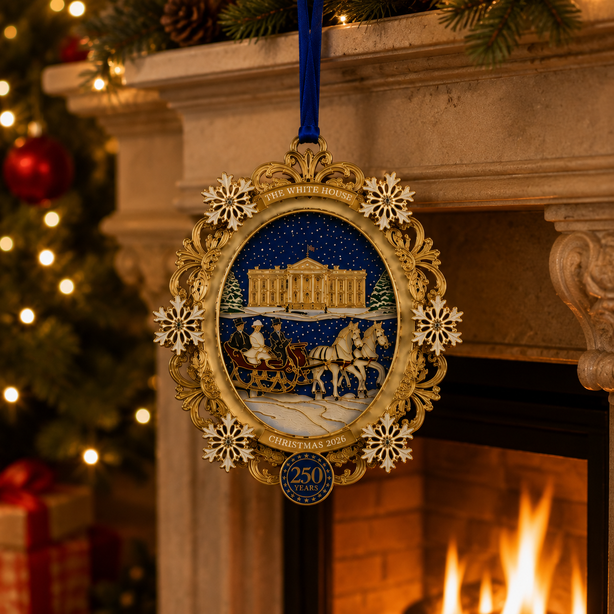 🔥Last 50pcs✨⏰ Limited anniversary edition✨49% OFF!🔥White House Snowy Christmas Night Commemorative Ornament