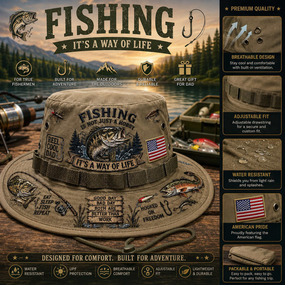 🇺🇸 Last Day Promo: 49% OFF 🎣 Fishing Is a Way of Life Boonie Hat - image 2