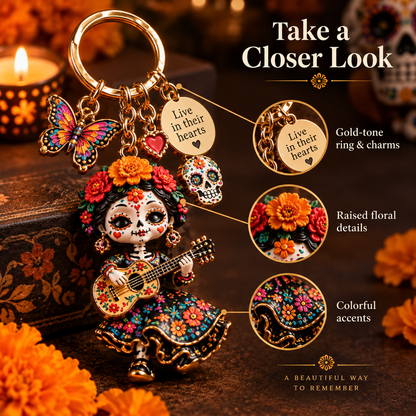 2026 Día de Muertos Keepsake Keychains – 4 Colorful Designs with Remembrance Cards - image 6