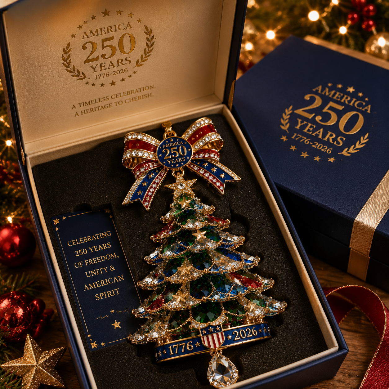 ✨ Limited anniversary edition✨⏰49% OFF!🔥America 250th Anniversary Crystal Christmas Tree Ornament