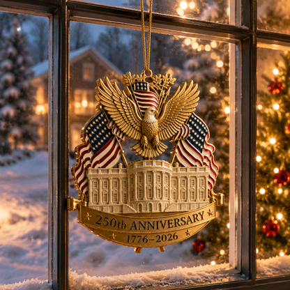 🔥Last 30pcs✨⏰ Limited anniversary edition✨49% OFF!🔥250th Anniversary Gold Eagle White House Christmas Tree Ornament