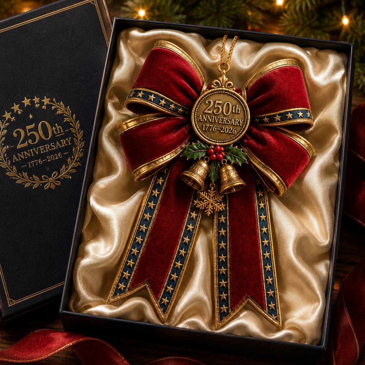 🎉250th Anniversary Bow Christmas Tree Ornament
