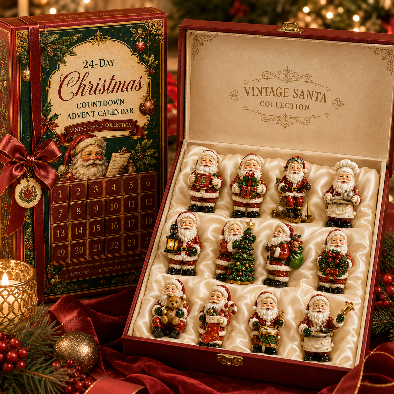 ✨24-Day Christmas Countdown Advent Calendar – Vintage Santa Series