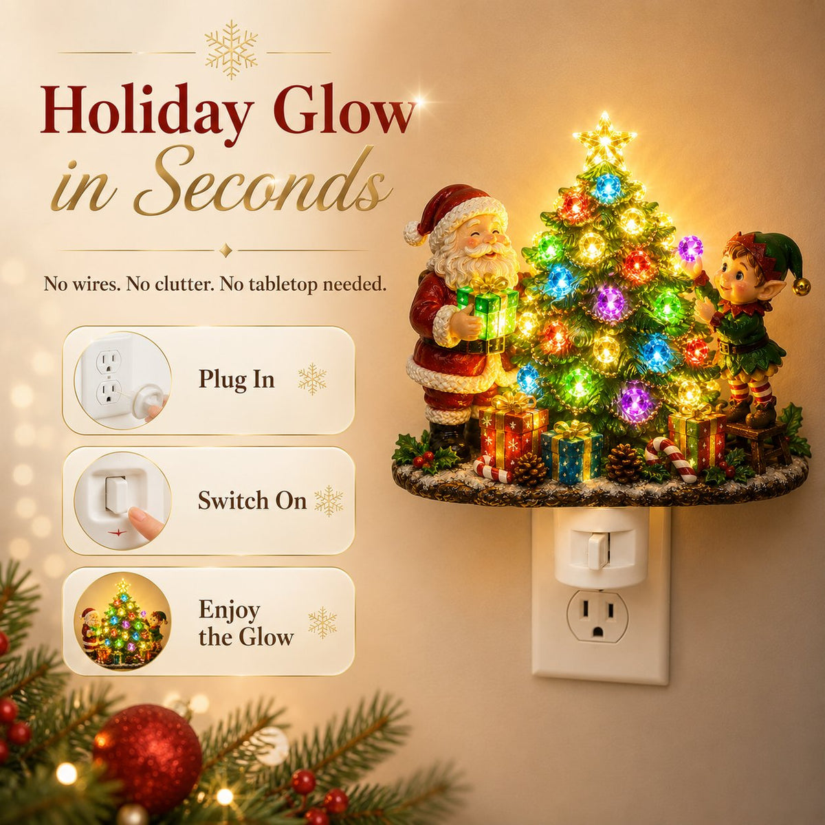 🎄 Jeweled Christmas Tree Plug-In Night Light - image 8