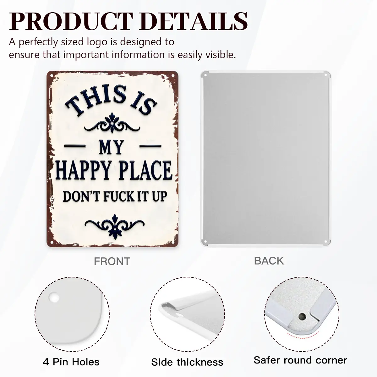 My Happy Place Don't Ruin The Fun Metal Sign – 8x12 Inch Rustic Aluminum Wall Decor - image 3