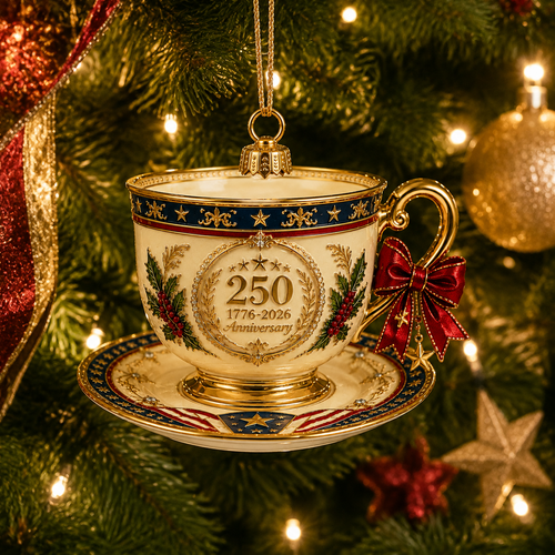 🔥Last 30pcs✨⏰ Limited anniversary edition✨49% OFF!🔥250th Anniversary Vintage Teacup-Style Christmas Ornament