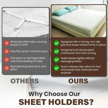 4-Pack Heavy Duty Bed Sheet Clips, Locking Mattress Corner Holders🛏️