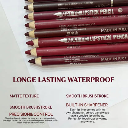 12Pcs Matte Lip Liner With Sharpener Set Waterproof Smudgeproof Precise Contour Lipstick Pens 🖌️ - image 3