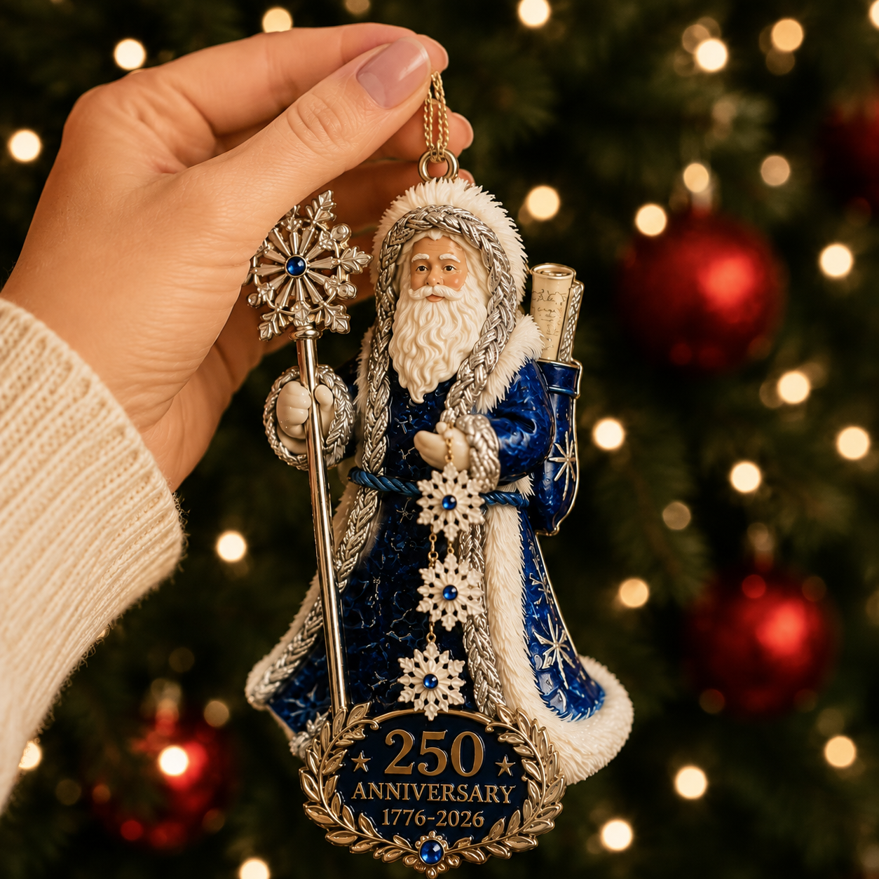 🔥Last 30pcs✨⏰ Limited anniversary edition✨49% OFF!🔥250th Anniversary Snowflake Santa Ornament for the Christmas Tree