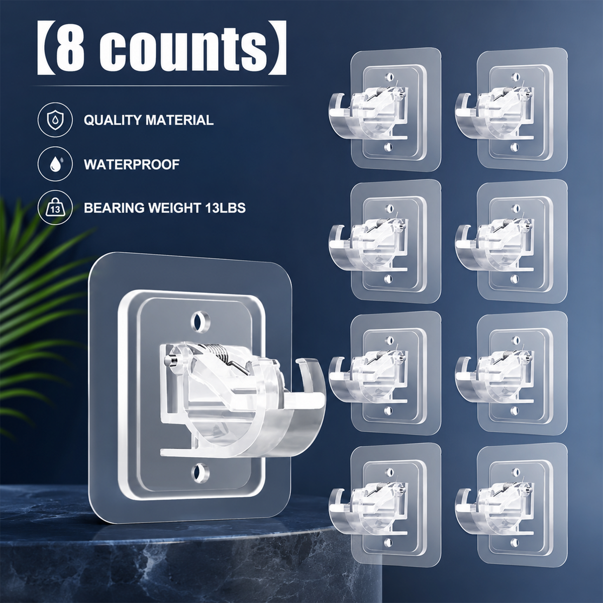 8PCS Curtain Rod Brackets with Clips – Adjustable Drapery Hooks - image 1