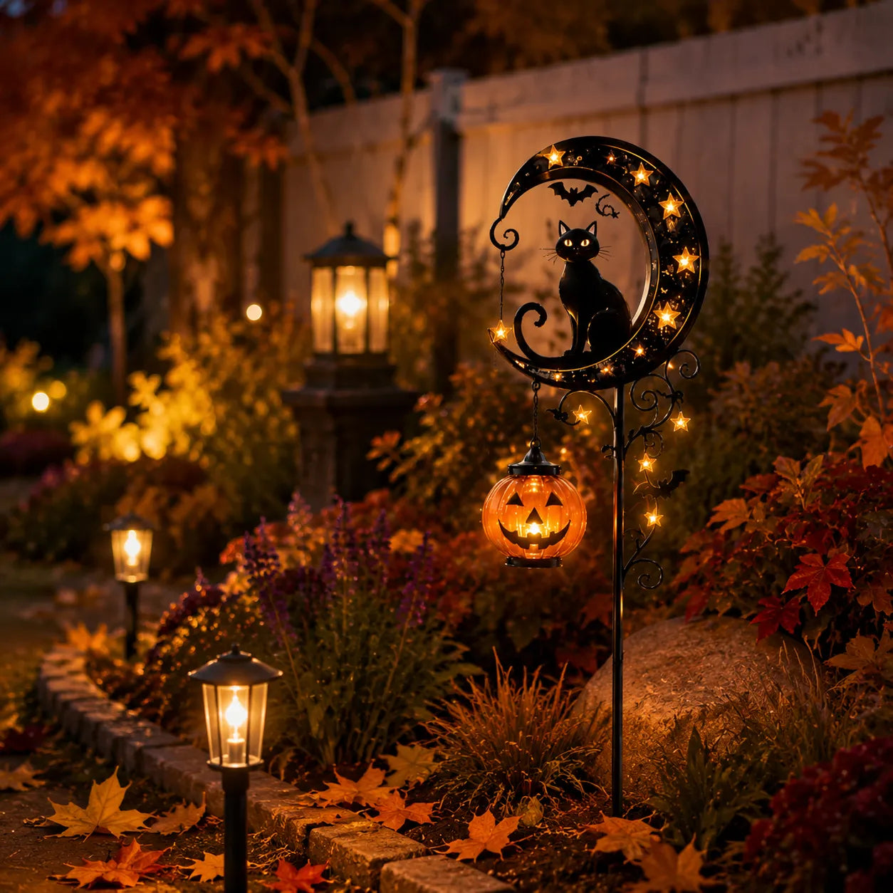 🎃Solar Halloween Black Cat Garden Stake Light