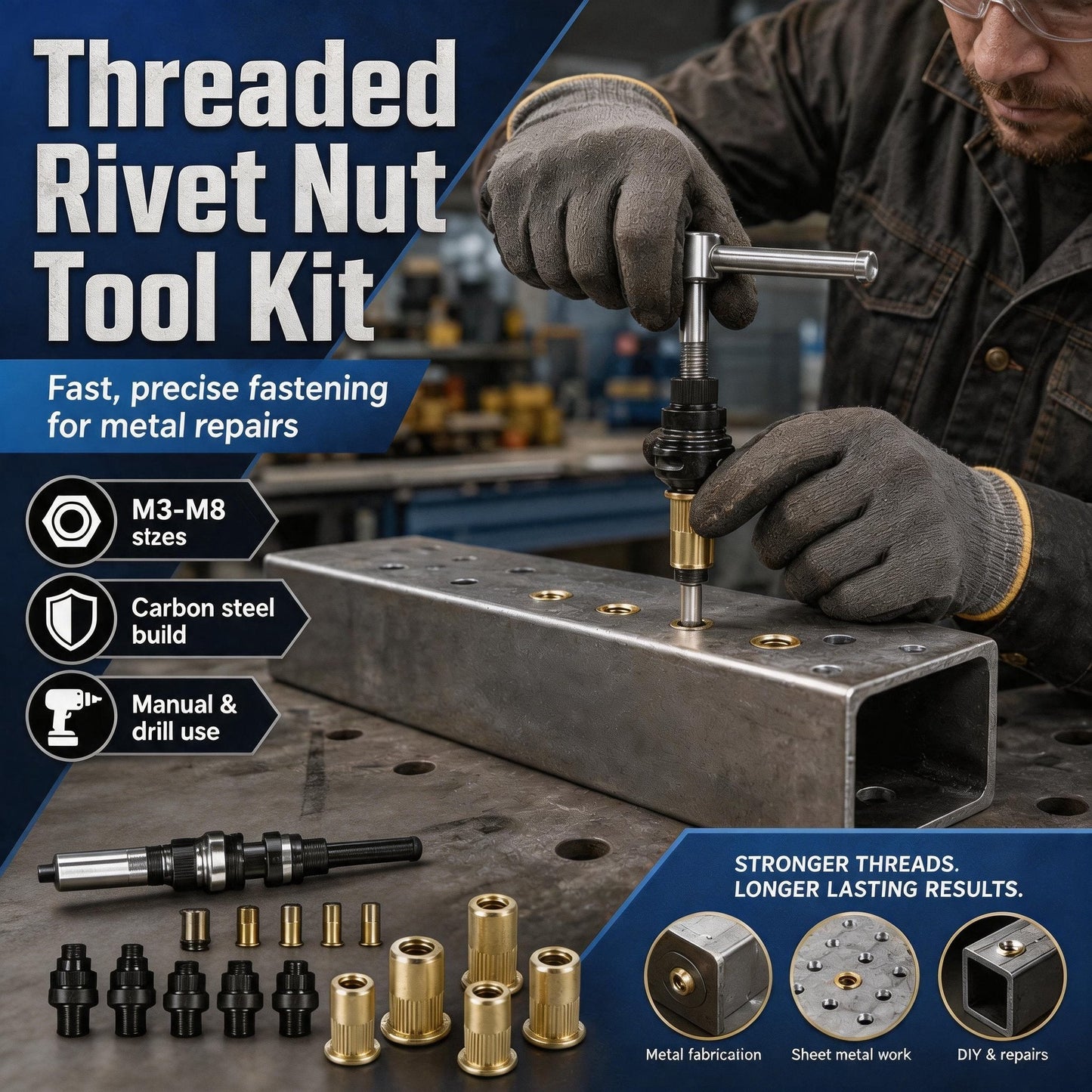 🔥 Best Seller | Carbon steel rivet nut set (including M3–M8 sizes) - image 5