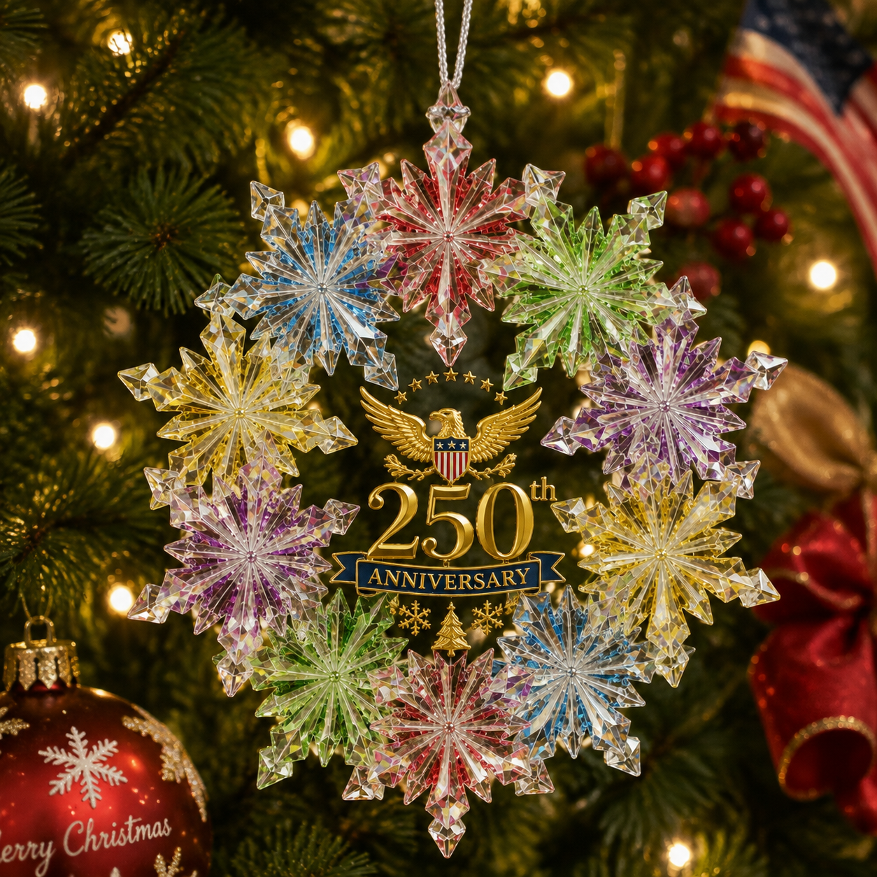 🔥Last 30pcs✨⏰ Limited anniversary edition✨49% OFF!🔥250th Anniversary Crystal Snowflake Christmas Tree Ornament