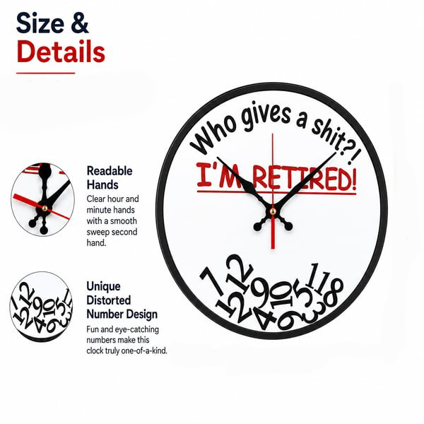 🔥Who Cares What Time It Is? You’re Retired! 🎉Funny Retirement Wall Clock - image 6