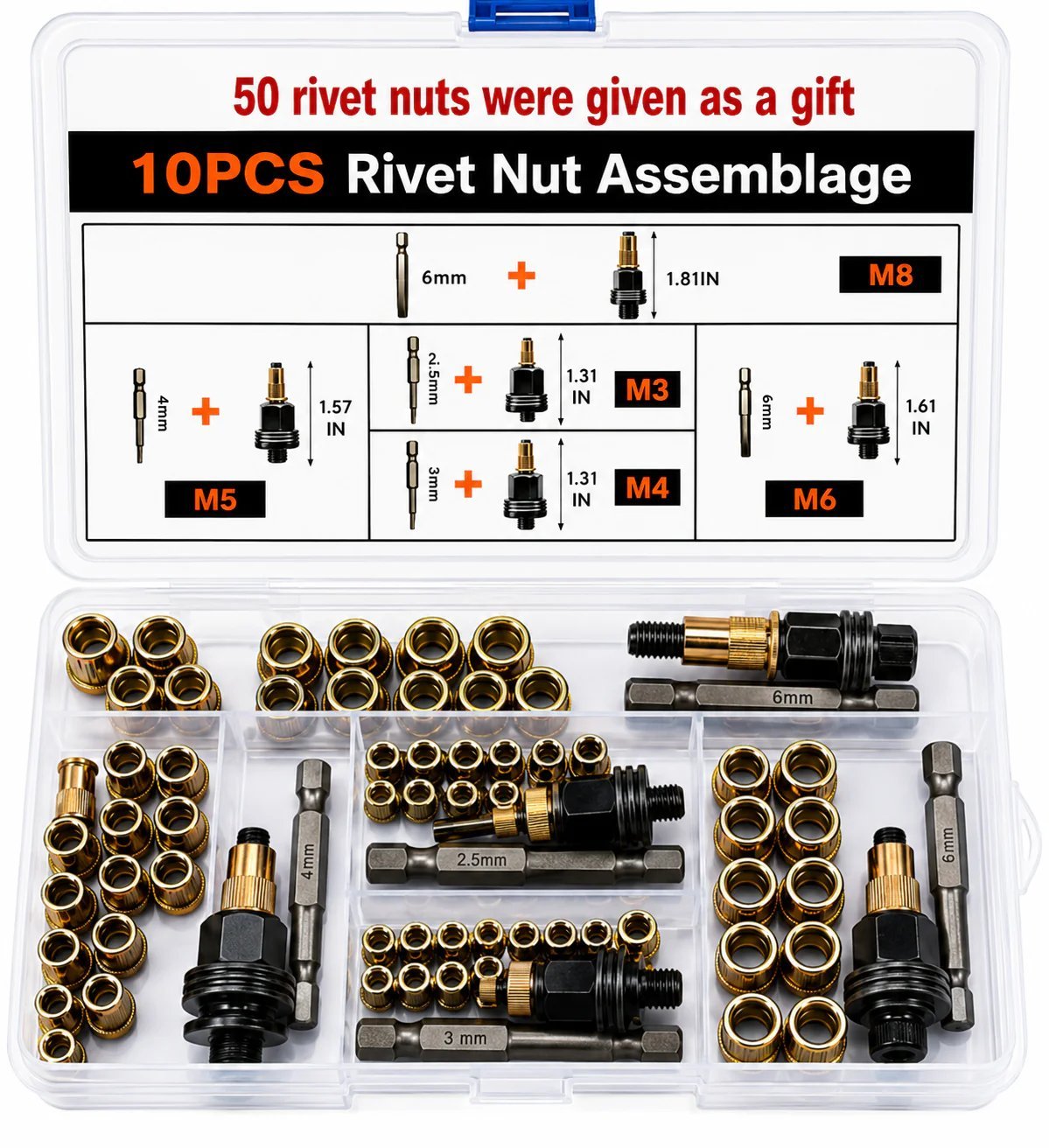 🔥 Best Seller | Carbon steel rivet nut set (including M3–M8 sizes) - image 4