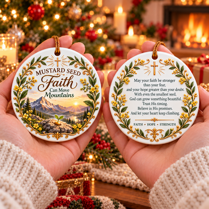 ⏳ Last Day 50% OFF —✝️ Faith & Blessing Double-Sided Ceramic Ornament