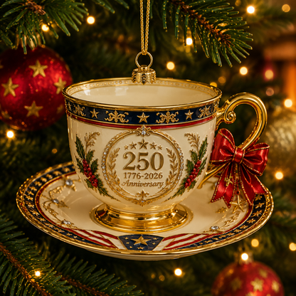 🔥Last 30pcs✨⏰ Limited anniversary edition✨49% OFF!🔥250th Anniversary Vintage Teacup-Style Christmas Ornament