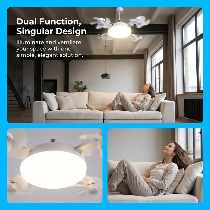 2026 New E27 Socket Ceiling Fan Light - image 7