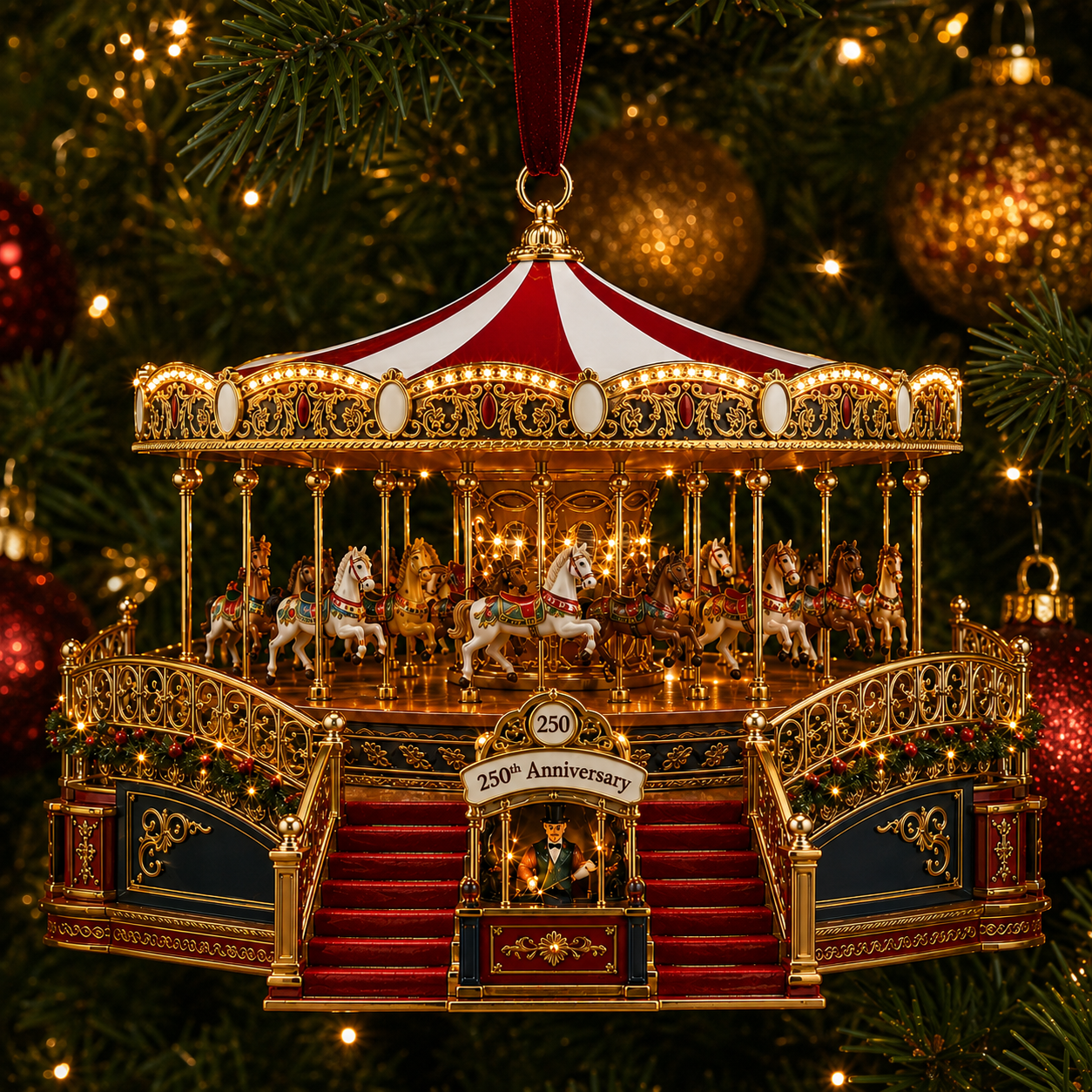 ✨Animated World's Fair Boardwalk Carousel Christmas Tree Ornament