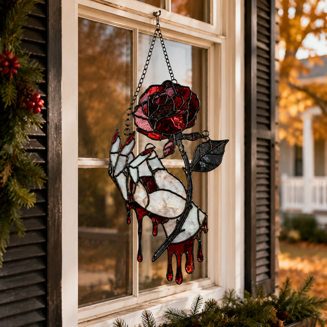 ✨Hand-painted bleeding rose hanging ornament