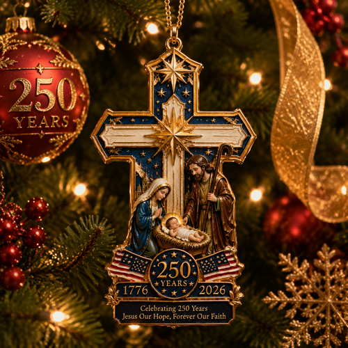 🔥Last 30pcs✨⏰ Limited anniversary edition✨49% OFF!🔥Cross-Shaped Jesus Nativity Christmas Tree Ornament