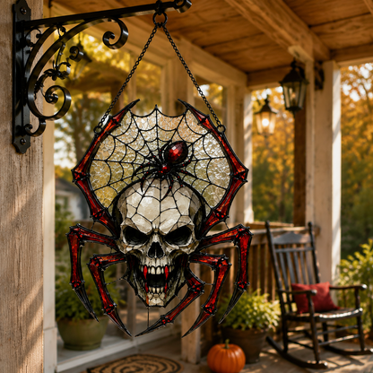✨Painted Skull and Spider Web Hanging Ornament