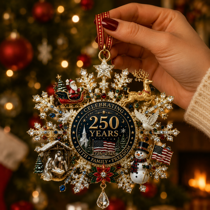 🔥Last 40 pcs✨⏰ Limited anniversary edition✨49% OFF!🔥Patriotic Limited Edition – Sparkling Christmas Commemorative Snowflake Ornament