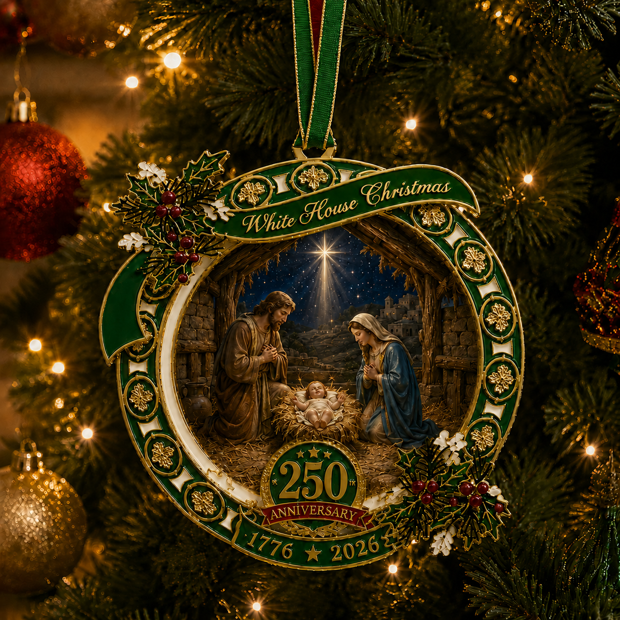 🔥Last 30pcs✨⏰ Limited anniversary edition✨49% OFF!🔥250th Anniversary Nativity Scene Christmas Ornament