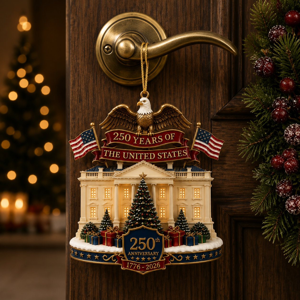 🔥Last 30pcs✨⏰ Limited anniversary edition✨49% OFF!🔥USA 250th Anniversary White House Christmas Ornament