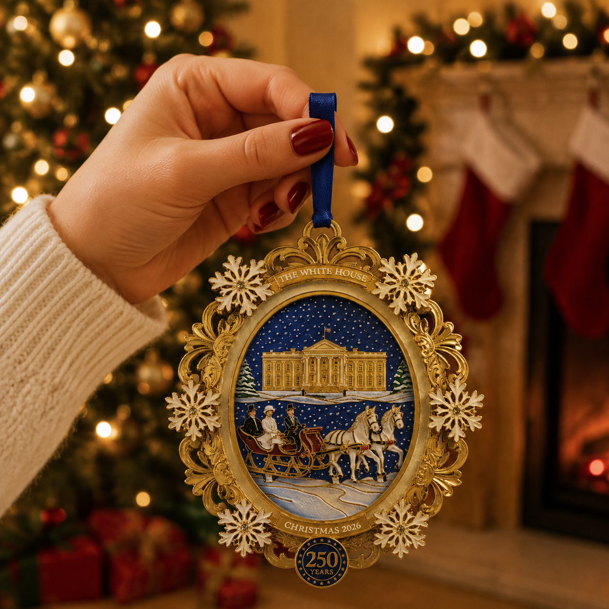 🔥Last 50pcs✨⏰ Limited anniversary edition✨49% OFF!🔥White House Snowy Christmas Night Commemorative Ornament