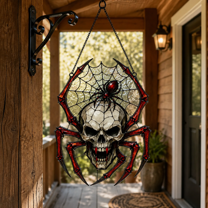 ✨Painted Skull and Spider Web Hanging Ornament