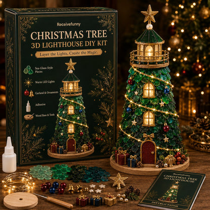 🔥Last 100pcs🔥Beginner-Friendly DIY Lighted Christmas Character Sea Glass-Style Lighthouse Kit Collection | Complete Kit with Sea Glass-Style Pieces, LED Lights & Step-by-Step Guide Included 💕