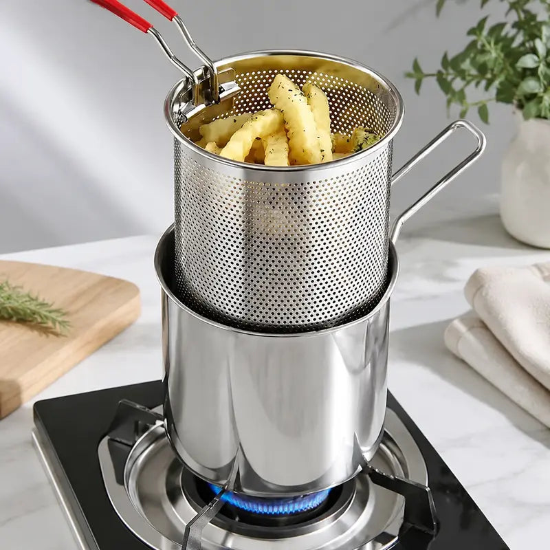 Stainless Steel Deep Fryer Set - 1-Person Mini Pot with Fry Pot, Filter Basket & Food Clip 🍳 - image 12