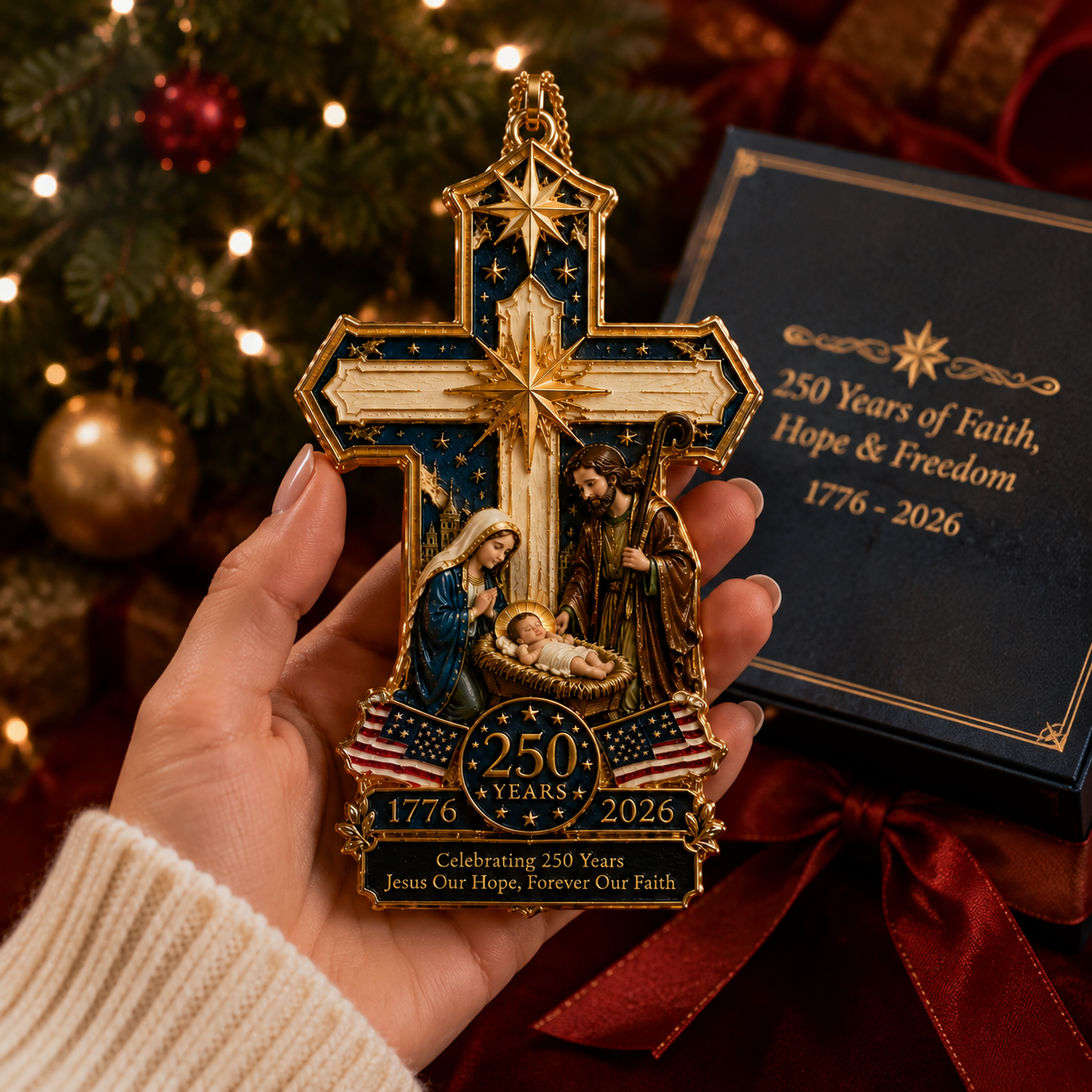 🔥Last 30pcs✨⏰ Limited anniversary edition✨49% OFF!🔥Cross-Shaped Jesus Nativity Christmas Tree Ornament