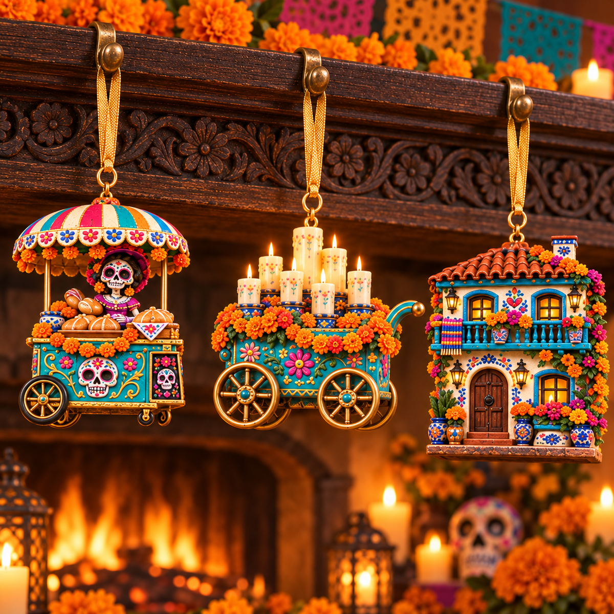 2026 Día de Muertos Village Ornaments – Miniature Market & Marigold Keepsake Collection - image 17