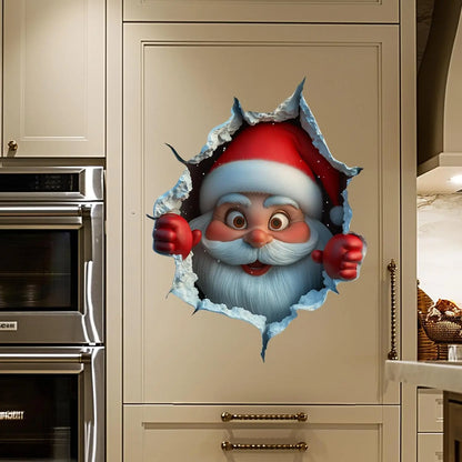 3PCS Festive Decor Santa Face Vinyl Stickers - Smooth 3D Illusion Figure Shape Peel-Off Pack 🎅 - image 11