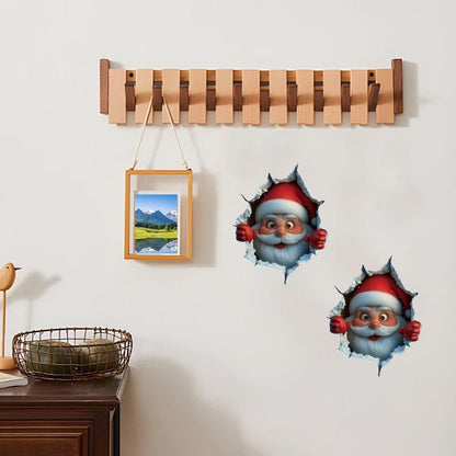 3PCS Festive Decor Santa Face Vinyl Stickers - Smooth 3D Illusion Figure Shape Peel-Off Pack 🎅 - image 9