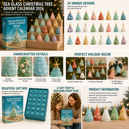 🔥Last 30pcs✨⏰ Limited anniversary edition✨49% OFF!🔥Sea Glass Christmas Tree Ornament Advent Calendar