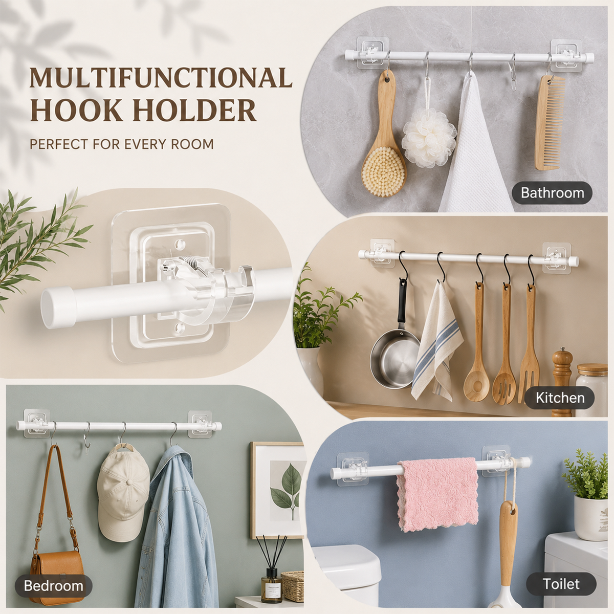 8PCS Curtain Rod Brackets with Clips – Adjustable Drapery Hooks - image 6