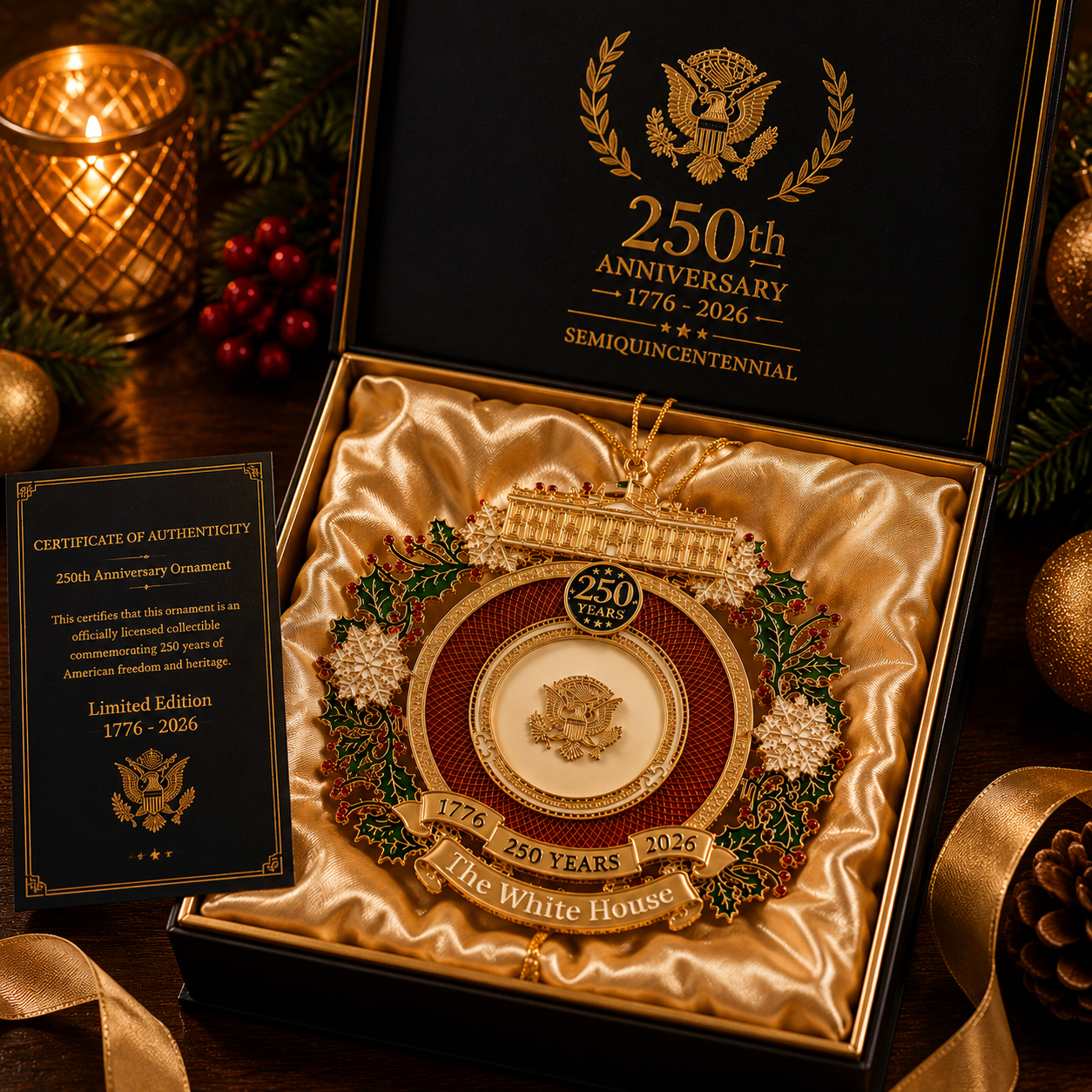 🔥White House 250th Anniversary Commemorative Medal Christmas Tree Ornament