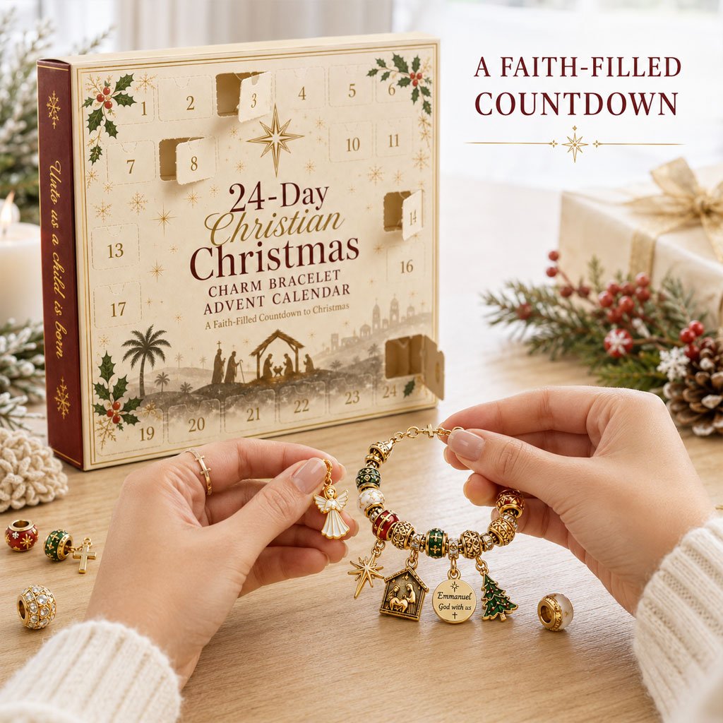 🎅 2026 Christmas Gift 50% Off--🎄24-Day Christian Christmas Charm Bracelet Advent Calendar