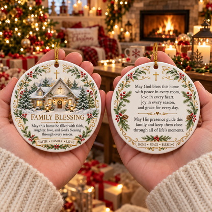 ⏳ Last Day 50% OFF —✝️ Faith & Blessing Double-Sided Ceramic Ornament